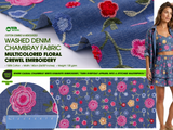Tissu brodé en denim chambray pour serviette