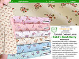 Cotton Lawn Dobby Blush Berry Print Fabric - G.k Fashion Fabrics