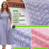 Cotton Lawn Stripe Eyelet Embroidery Fabric - 8020 - G.k Fashion Fabrics