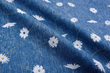 Daisy Floral Print - Washed Cotton Denim Chambray Fabric-20999 - G.k Fashion Fabrics