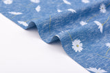 Daisy Floral Print - Washed Cotton Denim Chambray Fabric-20999 - G.k Fashion Fabrics