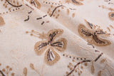 Desert Bloom Linen Cotton Sequin Embroidered Fabric – Artisan Floral Embroidery Natural Fabric - G.k Fashion Fabrics