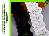 Double Scalloped Cotton Embroidery Lace Trim – Geometric & Floral Broderie Anglaise – 6 - G.k Fashion Fabrics