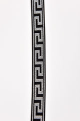 Elastic strap band Jacquard Lurex - Trim Waist Ribbon -25mm x 3 yards Pack - G.k Fashion Fabrics Greek Key Silver Lurex / 3 Yards Pack Elastic band