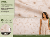 Fern Whisper Linen Cotton Sequin Embroidered Fabric – Artisan Floral Embroidery Natural Fabric - G.k Fashion Fabrics