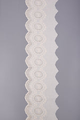Floral Cameo Scalloped Cotton Embroidery Trim – 23 - G.k Fashion Fabrics