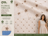 Floral Trellis Linen Cotton Embroidered Fabric – Artisan Floral Embroidery Natural Fabric - G.k Fashion Fabrics