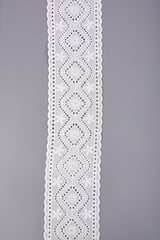 Geometric Medallion Double Scalloped Cotton Eyelet Trim – 22 - G.k Fashion Fabrics