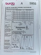 Burda MEN'S SUIT Pattern - 5955 - G.k Fashion Fabrics