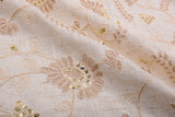 Jacobean Vine Linen Cotton Sequin Embroidered Fabric – Artisan Floral Embroidery Natural Fabric - G.k Fashion Fabrics