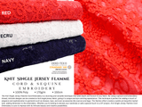 Knit Single Jersey Flamme Cord & Sequine Embroidery Fabric - G.k Fashion Fabrics