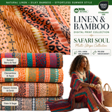 Linen Bamboo Digital Print Fabric – Safari Soul Multi-Stripe Collection - 7984 - G.k Fashion Fabrics