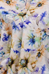 Linen Bamboo Natural Fabric Fields of Celendia Pattern - 5484 - G.k Fashion Fabrics