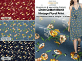 Linen Cotton Blend Vintage Floral Print - Design - 14 - G.k Fashion Fabrics