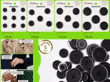 Matte Black Tailoring Buttons with Metallic Rim - 46 - G.k Fashion Fabrics