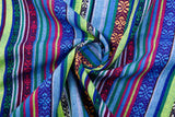 Mexican Ethnic Fabric, Traditional Fabric, Cambaya Fabric. Authentic Mexican Fabric, Tela Mexicana,Boho Striped Fabric - G.k Fashion Fabrics