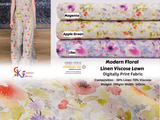 Modern Floral Linen Viscose Lawn Digitally Print Fabric - 208715 - G.k Fashion Fabrics