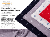 Natural Cotton Double Gauze Anchor Print Muslin Fabric - G.k Fashion Fabrics
