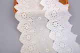 Star-Flower Sprig Scalloped Cotton Embroidery Trim – 33 - G.k Fashion Fabrics
