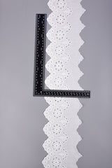 Star-Flower Sprig Scalloped Cotton Embroidery Trim – 33 - G.k Fashion Fabrics