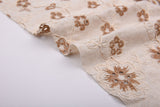 Terra Flora Linen Cotton Embroidered Fabric – Artisan Floral Embroidery Natural Fabric - G.k Fashion Fabrics