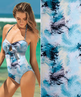 Turquoise Water Color Print Nylon Swimwear Fabric - WJH -1193B - G.k Fashion Fabrics