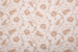 Vintage Blossom Linen Cotton Embroidered Fabric – Artisan Floral Embroidery Natural Fabric - G.k Fashion Fabrics