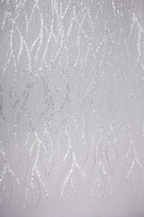 White Bridal Tulle Handwork Embroidery Fabric -GK-6606/22 - G.k Fashion Fabrics