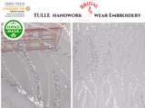 White Bridal Tulle Handwork Embroidery Fabric -GK-6606/22 - G.k Fashion Fabrics