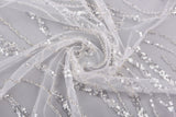 White Bridal Tulle Handwork Embroidery Fabric -GK-6606/22 - G.k Fashion Fabrics
