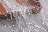 White Bridal Tulle Handwork Embroidery Fabric -GK-6606/22 - G.k Fashion Fabrics