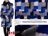 Wool Jacquard Melton Printed Patch Design Fabric - G.k Fashion Fabrics