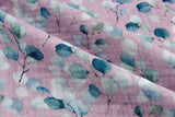 100% Cotton Double Gauze /Muslin Digital Prints Fabric -6570 - G.k Fashion Fabrics Pink Eucalyptus / Price per Half Yard