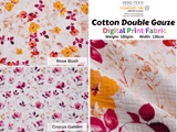 100% Cotton Double Gauze /Muslin Flower Digital Prints Fabric -6661 - G.k Fashion Fabrics Rose Bush - G014 / Price per Half Yard
