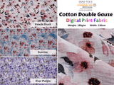 100% Cotton Double Gauze /Muslin Flower Digital Prints Fabric -6661 - G.k Fashion Fabrics Peach Blush - G005 / Price per Half Yard