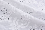 100% Cotton 3D Eyelet Embroidery White Fabric -GK- 6230 - G.k Fashion Fabrics
