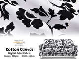 100% Cotton Half Panama Printed Fabric / Canvas printed Fabric / Black & White Blossom Digital Print Fabric - G.k Fashion Fabrics