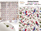 100% Cotton Half Panama Printed Fabric / Canvas printed Fabric / Chirping bird Digital Print Fabric - G.k Fashion Fabrics