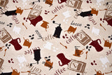 100% Cotton Half Panama Printed Fabric / Canvas printed Fabric / Coffee & Grinder Digital Print Fabric - G.k Fashion Fabrics