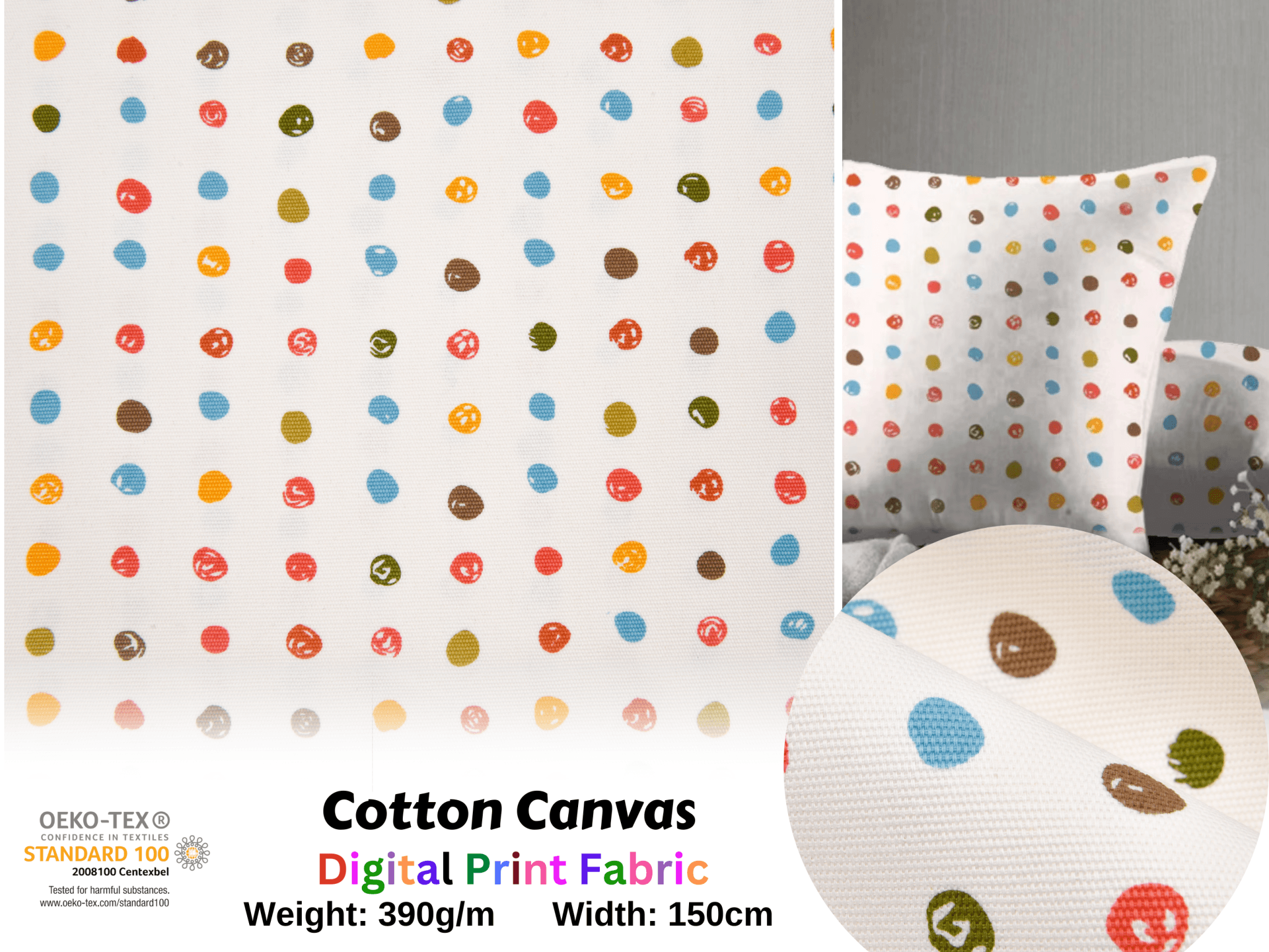 100% Cotton Half Panama Printed Fabric / Canvas printed Fabric