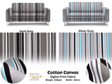 100% Cotton Half Panama Printed Fabric / Canvas printed Fabric / Multi Shape Grey Striped Digital Print Fabric - G.k Fashion Fabrics