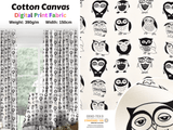 100% Cotton Half Panama Printed Fabric / Canvas printed Fabric / Owl Digital Print Fabric - G.k Fashion Fabrics