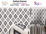 100% Cotton Half Panama Printed Fabric / Canvas printed Fabric / Rhombus Digital Print Fabric - G.k Fashion Fabrics