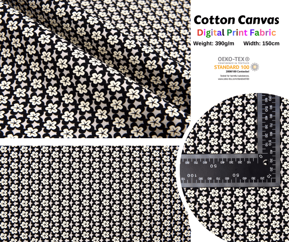 100% Cotton Half Panama Printed Fabric / Canvas printed Fabric / Small  Flores Digital Print Fabric