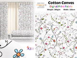 100% Cotton Half Panama Printed Fabric / Canvas printed Fabric / Summer Blossom Digital Print Fabric - G.k Fashion Fabrics