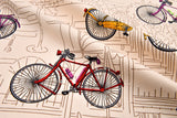 100% Cotton Half Panama Printed Fabric / Canvas printed Fabric / Vintage Bicycle Digital Print Fabric - G.k Fashion Fabrics