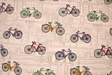 100% Cotton Half Panama Printed Fabric / Canvas printed Fabric / Vintage Bicycle Digital Print Fabric - G.k Fashion Fabrics