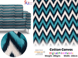 100% Cotton Half Panama Printed Fabric / Canvas printed Fabric / Zig Zag Natural Digital Print Fabric - G.k Fashion Fabrics