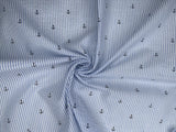 100% Cotton Seersucker Anchor Stripes Fabric - G.k Fashion Fabrics seersucker