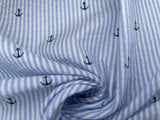 100% Cotton Seersucker Anchor Stripes Fabric - G.k Fashion Fabrics seersucker